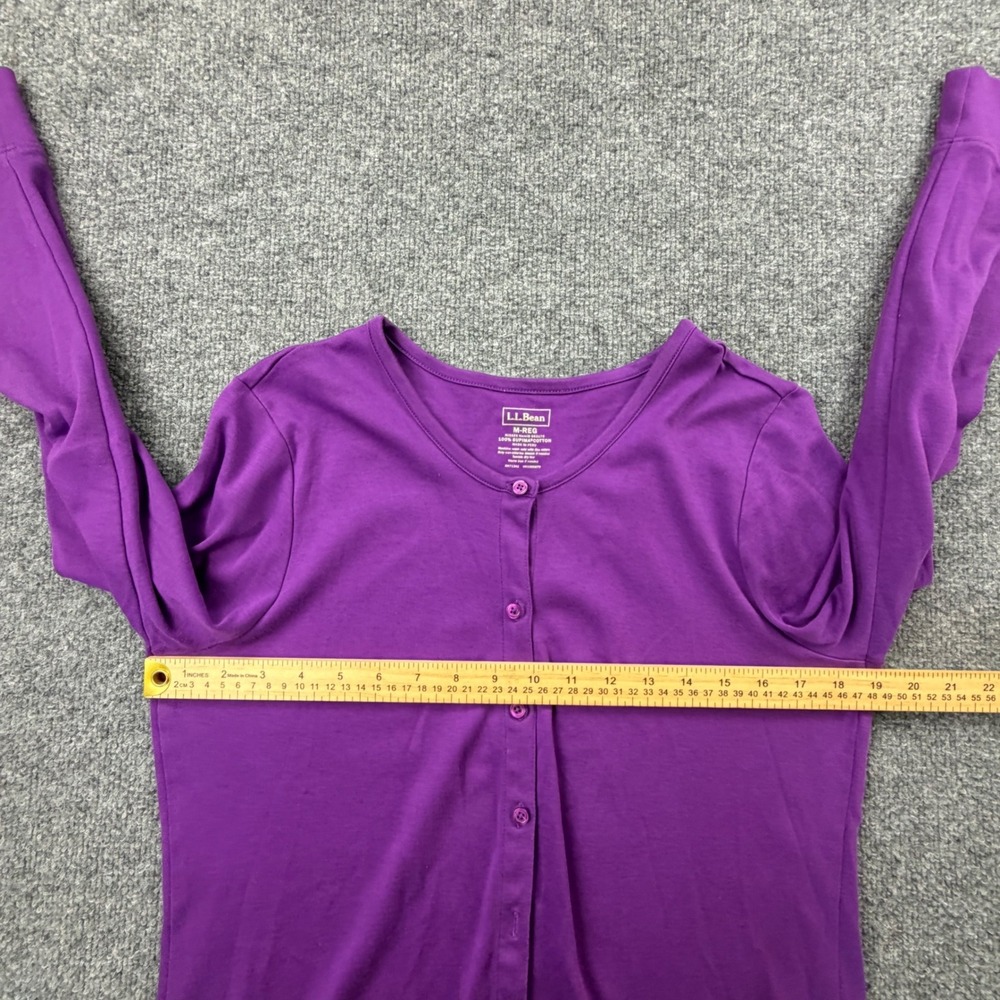 LL Bean Womens Purple Supima Cotton Button Front Cardigan Sweater M - Picture 6 of 9